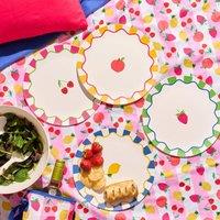 OHS Printed Plastic Picnic Plates Set of 4 Lightweight Outdoor