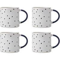 Mikasa Spotty Stoneware Mug Set, Set of 4 Durable Stoneware Cups, 390ml in White