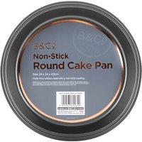 VFM e-Store Round Cake Baking Pan 24cm Non Stick B&Co in Silver