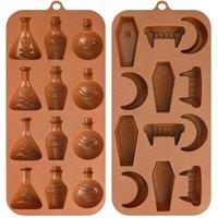 VFM e-Store Halloween Chocolate Moulds Fun Designs 27cm x 10cm Brown X 2 | Size: 27 cm x 10 cm