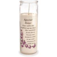 David Fischhoff Graveside Memorial Glass Candle - Special Sister in White