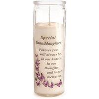 David Fischhoff Graveside Memorial Glass Candle - Special Granddaughter in White