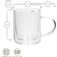 Rink Drink 6x Double Walled Coffee Mugs - 360ml - Heat Resistant Glass Cups in Clear