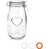 Nicola Spring Heart Glass Storage Jar - 1.5 Litre - Clear Seal