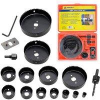 BARGAINS-GALORE 16pc Holesaw Set Cutting Kit 19-127mm Wood Metal Alloys Heavy Duty Diy in Black