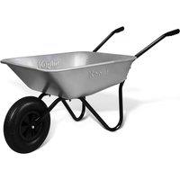 Keplin 65L Garden Wheelbarrow with Pneumatic Tyre - 100kg Load Capacity in Metallic Silver