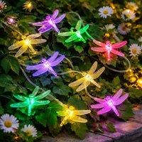 Voltico 20 LED Solar Dragonfly String Lights Outdoor Garden Decor