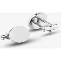 T.H.Baker Stainless Steel Plain Oval Cufflinks OSC-069S in Silver