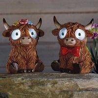 Marco Paul 2pck Solar Highland Cow Garden Ornaments in Brown