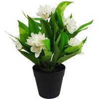 Leaf 18cm Artificial Freesia Plant White Flowering