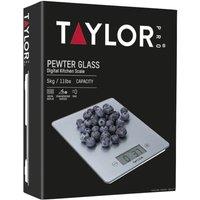 Taylor Glass Digital Kitchen Scale, 5kg, Pewter, Gift Boxed in Metallic Silver