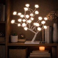 simpa Rose Bonsai Style Tree 32LED Battery Operated Lamp in White