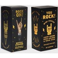 Suck UK Rock On Bottle Stopper & You Rock Desk Accessory Set in Gold