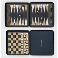 Suck UK Iron & Glory Magnetic Travel Game On Backgammon & Checkers Set in Black