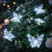 Voltico 20 LED Solar Butterfly String Lights Outdoor Garden Decor in Cool White