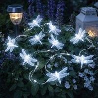 Voltico 20 LED Solar Dragonfly String Lights Outdoor Garden Decor in Cool White
