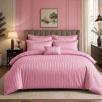 Pamposh Luxury Embossed Stripes Duvet Cover Set in Pink | Size: Double