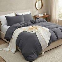 Pamposh Pre Washed Microfibre Duvet Cover Sets in Grey | Size: Double