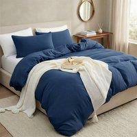 Pamposh Pre Washed Microfibre Duvet Cover Sets in Navy | Size: King