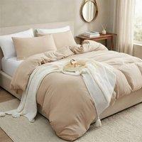 Pamposh Pre Washed Microfibre Duvet Cover Sets in Beige | Size: Double