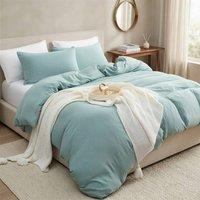 Pamposh Pre Washed Microfibre Duvet Cover Sets in Aqua | Size: King
