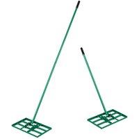 Costway Lawn Leveling Rake Heavy-Duty Metal Levelawn Tool w/ Adjustable Handle in Green