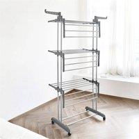 Nordara Grey 4 Tier Foldable Clothes Airer Rack Laundry Dry Rail
