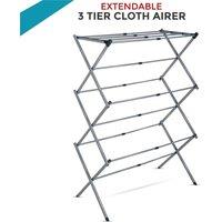 Nordara 3 Tier Extendable Laundry Airer Drying Rack Indoor Outdoor in Grey