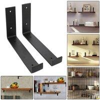 SPETLEK Shelf Brackets Industrial Rustic Design with Screws 2x 25cm in Black | Size: 2x 25 cm