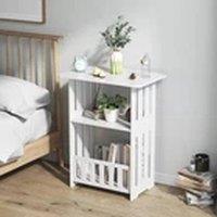 EONLION Small Bedside Nightstand Side Table Storage Cabinet Shelf in White