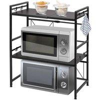 Nordara Expandable 3-Tier Microwave Rack for Kitchen Corner in Black