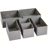Nordara 6-Piece Foldable Drawer Divider Box for Socks & Bra Tidy in Grey