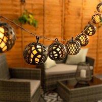 Nordara 10x Solar Garden Fairy Lights Black Lantern Outdoor Patio Lighting