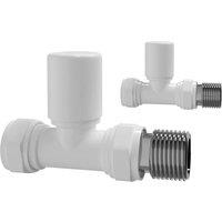 SPETLEK 2x Straight Radiator Valves 15mm for Heated Towel Rail Central in White