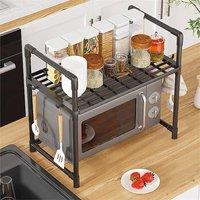 VOGREX 2 Tier Kitchen Corner Shelf Microwave Stand Black
