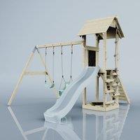 OutdoorToys PolarPlay Tower Kids Wooden Climbing Frame - Swing Olavo Mist in Beige