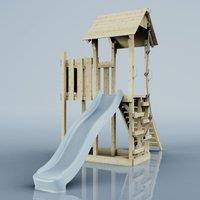 OutdoorToys PolarPlay Balcony Tower Kids Wooden Climbing Frame - Una Mist in Beige