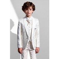 SIRRI Boy's 5 Piece Floral Paisley Communion Tuxedo Suit in Ivory | Size: 13 Years