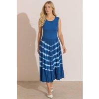 Klass. Women's Tie Dye Cotton Midi Dress in Blue | Size: 18