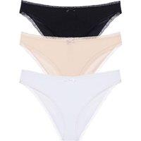 Dorina Women's Essential Cotton Brazilian 3 Pack in White | Size: Medium