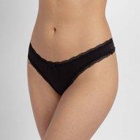 Dorina Women's Essential Cotton Black Thong 5 Pack | Size: Small
