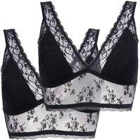 Dorina Women's Essential Lace Black Bralette 2 Pack | Size: Large