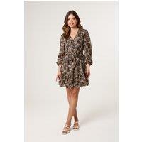 Blue Vanilla Women's Black Button Up Belted Chiffon Mini Dress | Size: 8