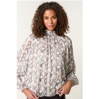 Blue Vanilla Women's Elasticated Waist Grey Long Sleeve Slip On Turtleneck Blouse | Size: Medium