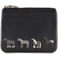 Mala leather Women's Equestrian Leather Horse Card & Coin Purse in Black