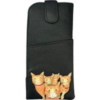 Mala leather Women's Kitty Cat Crew Leather Glasses Case in Black