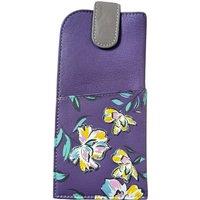 Mala leather Women's Zinnia Floral Wide Fitting Glasses Case in Purple