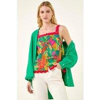 Roman Women's Floral Ric Rac Cami Top in Green | Size: 10