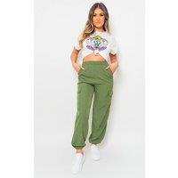 IKRUSH Women's Aubree Casual Drawstring Cargo Pants in Khaki | Size: S/M