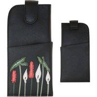 Mala leather Women's Aurora Floral Leather Glasses Case in Black
